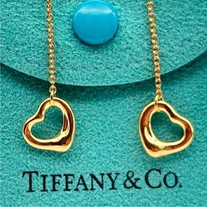Tiffany & Co. Gold Plate Heart Drop Earrings